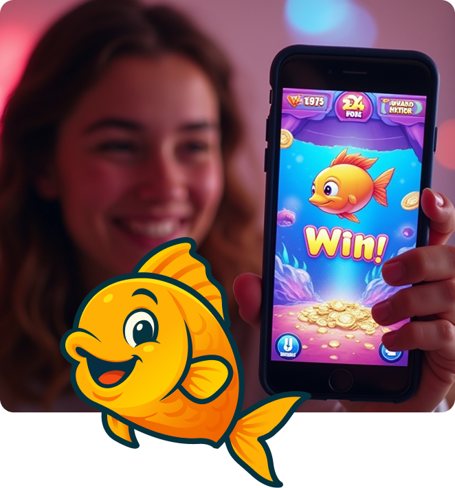 Hero section banner of Fish Game Arcade encouraging users to start playing and win real rewards